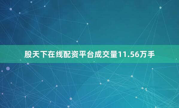 股天下在线配资平台成交量11.56万手