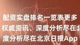 配资实盘排名一览表更多热点速报、权威资讯、深度分析尽在北京日报App