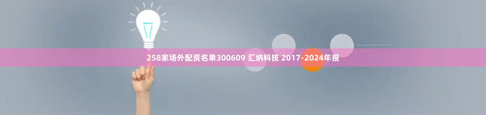 258家场外配资名单300609 汇纳科技 2017-2024年报